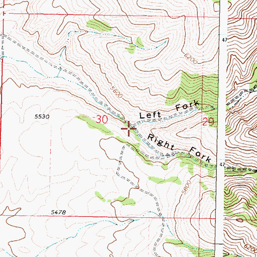Topographic Map of Right Fork Sand Hollow, ID