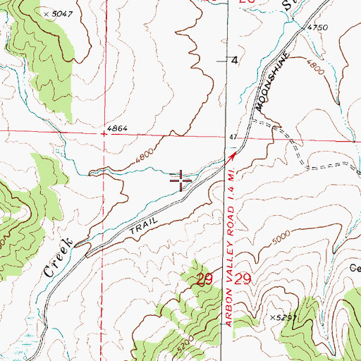 Topographic Map of Right Fork Starlight Creek, ID