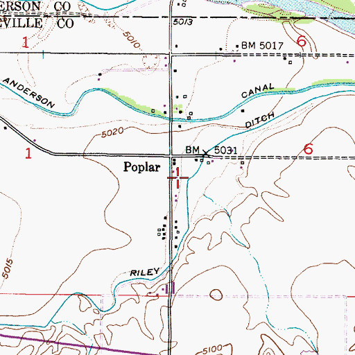Topographic Map of Riley Ditch, ID