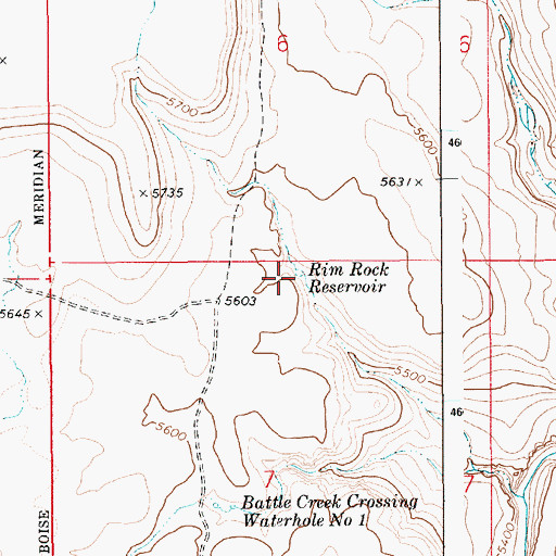 Topographic Map of Rim Rock Reservoir, ID