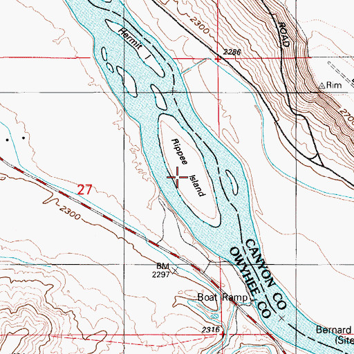 Topographic Map of Rippee Island, ID