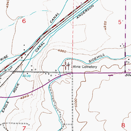 Topographic Map of Ririe Cemetery, ID