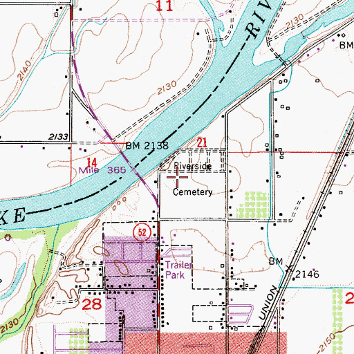 Topographic Map of Riverside Cemetery, ID