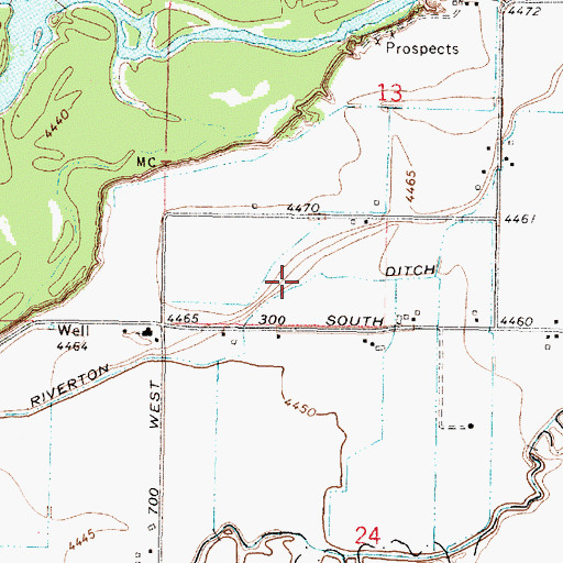 Topographic Map of Riverton Ditch, ID