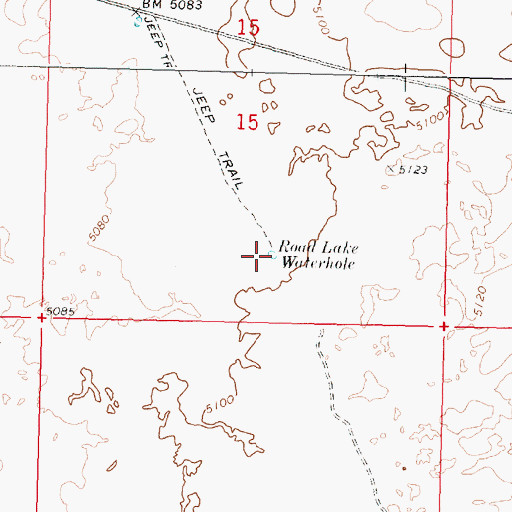 Topographic Map of Road Lake Waterhole, ID