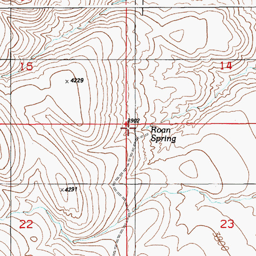 Topographic Map of Roan Spring, ID