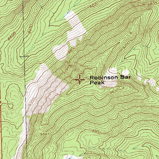 Topographic Map of Robinson Bar Peak, ID
