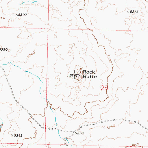 Topographic Map of Rock Butte, ID