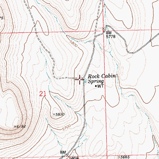 Topographic Map of Rock Cabin Spring, ID
