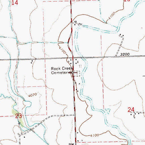 Topographic Map of Rock Creek Cemetery, ID