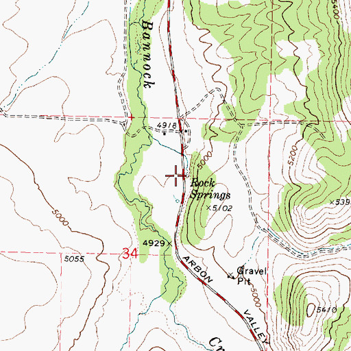 Topographic Map of Rock Springs, ID