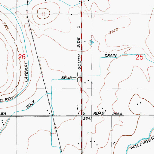 Topographic Map of Rock Spur Drain, ID
