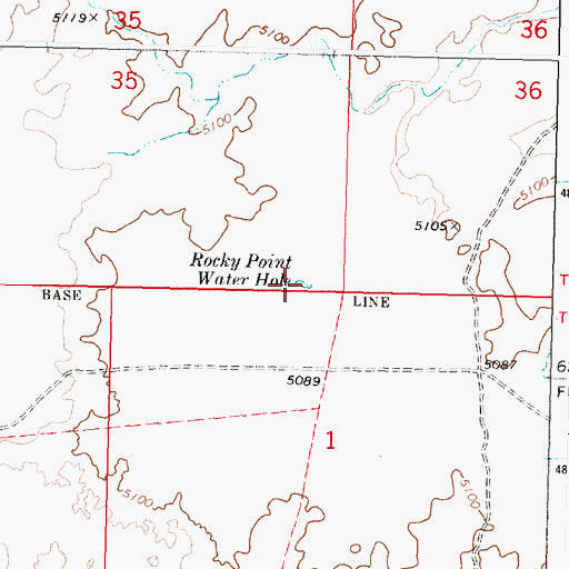 Topographic Map of Rocky Point Water Hole, ID