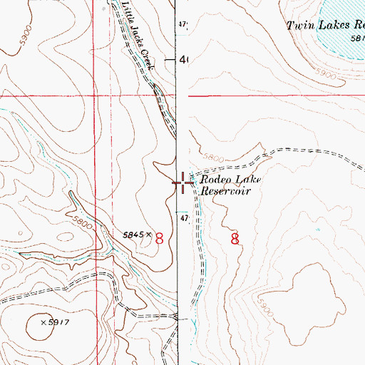 Topographic Map of Rodeo Lake Reservoir, ID
