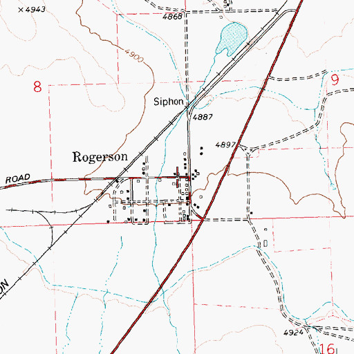 Topographic Map of Rogerson, ID