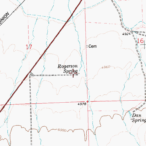 Topographic Map of Rogerson Spring, ID