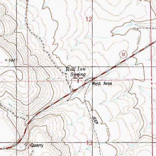 Topographic Map of Roll Inn Spring, ID