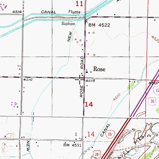 Topographic Map of Rose, ID