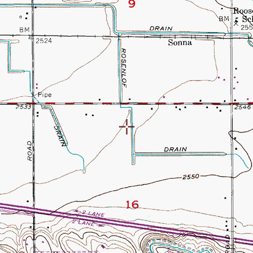 Topographic Map of Rosenlof Drain, ID