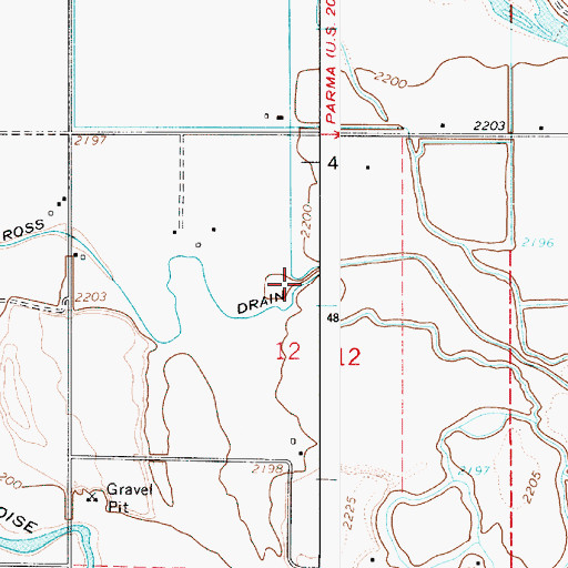 Topographic Map of Ross Drain, ID