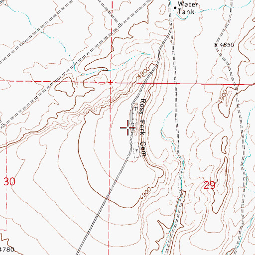 Topographic Map of Ross Fork Cemetery, ID