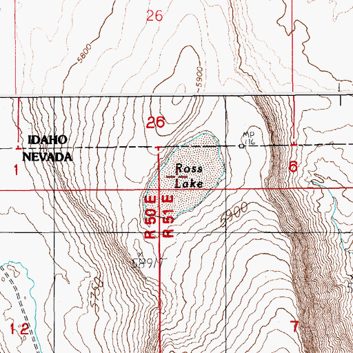 Topographic Map of Ross Lake, ID
