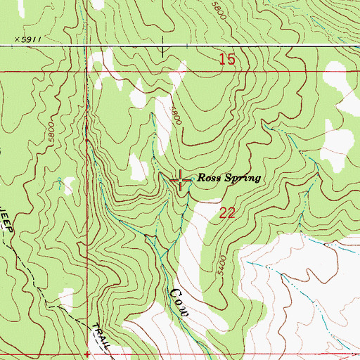 Topographic Map of Ross Spring, ID