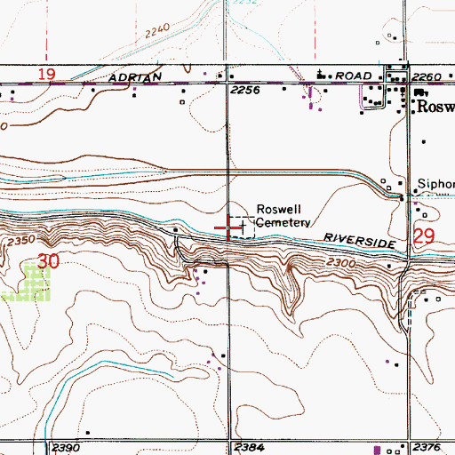 Topographic Map of Roswell Cemetery, ID