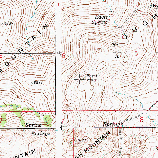Topographic Map of Rough Mountain, ID