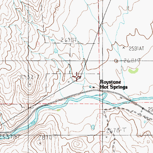 Topographic Map of Roystone Hot Springs, ID