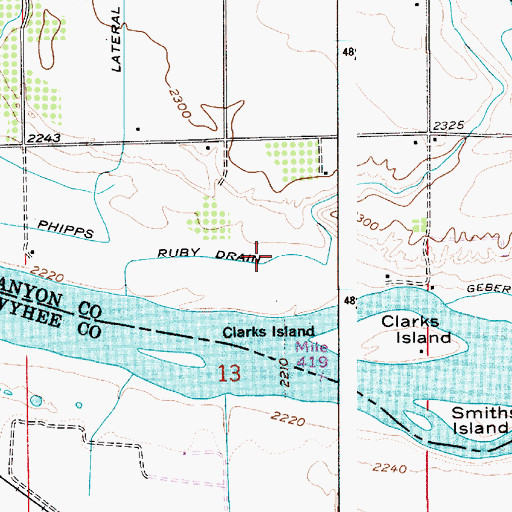 Topographic Map of Ruby Drain, ID
