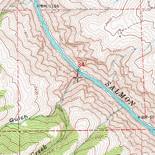 Topographic Map of Ruggles Gulch, ID