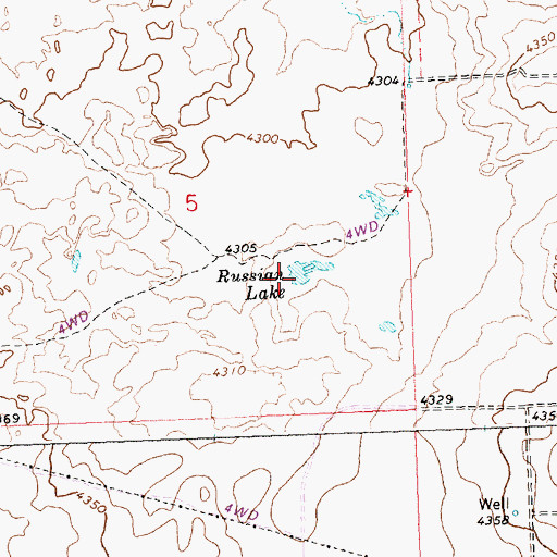 Topographic Map of Russian Lake, ID