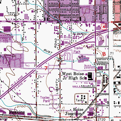 Topographic Map of Rust Lateral, ID