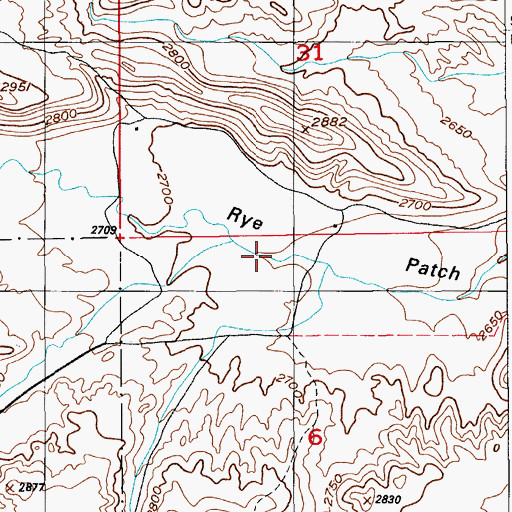 Topographic Map of Rye Patch, ID