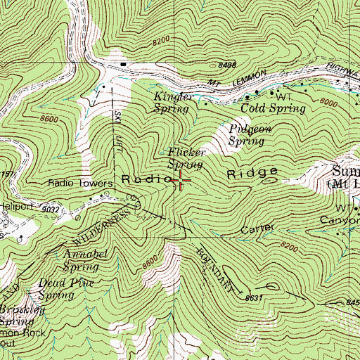 Topographic Map of Radio Ridge, AZ