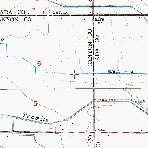 Topographic Map of Safford Sublateral, ID