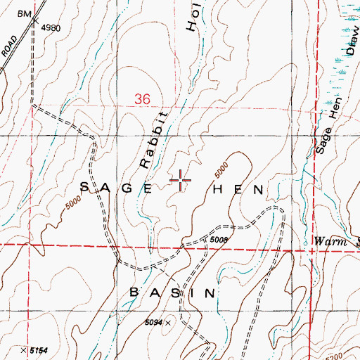 Topographic Map of Sage Hen Basin, ID