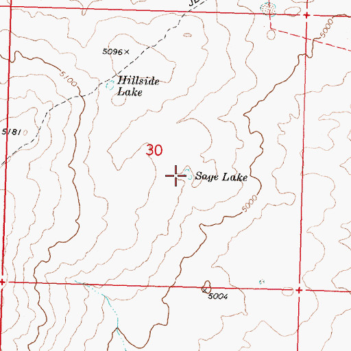 Topographic Map of Sage Lake, ID