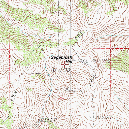Topographic Map of Sagebrush Hill, ID