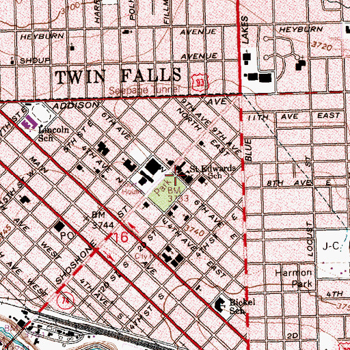 Topographic Map of Saint Edwards Catholic School, ID