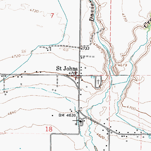 Topographic Map of Saint Johns, ID