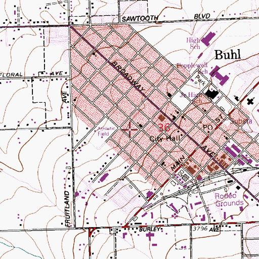 Topographic Map of Saint Johns School, ID