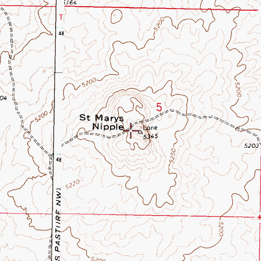 Topographic Map of Saint Marys Knoll, ID