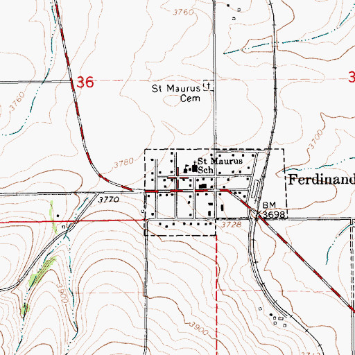 Topographic Map of Saint Maurus School, ID