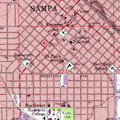 Topographic Map of Saint Paul's Catholic School, ID