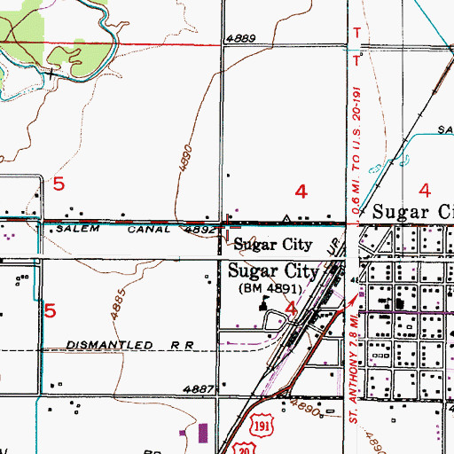 Topographic Map of Salem Canal, ID
