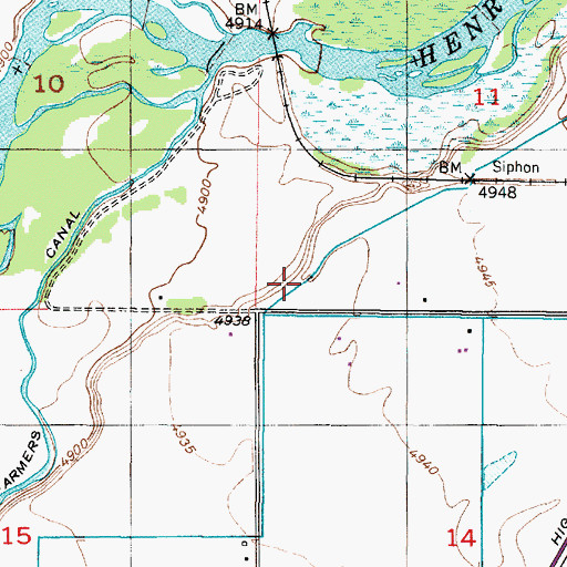 Topographic Map of Salem Union Canal, ID