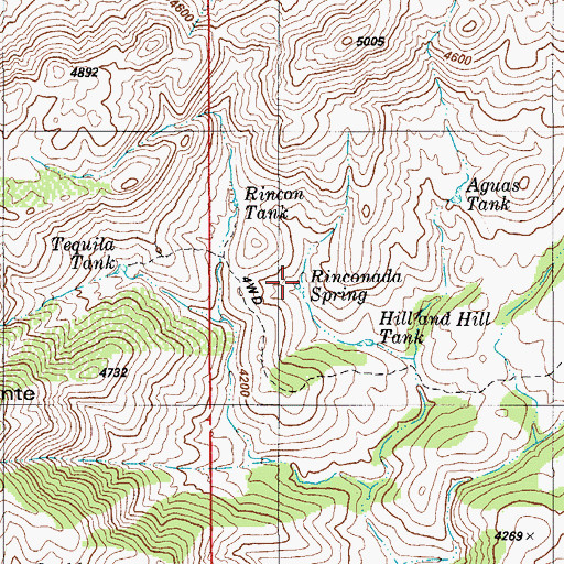 Topographic Map of Rinconada Spring, AZ