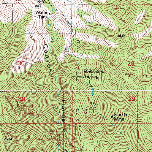 Topographic Map of Robinson Spring, AZ